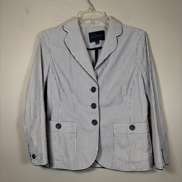 Banana Republic Jackets & Blazers - Banana Republic Womens Navy White Seersucker Stripe Blazer Jacket Summer